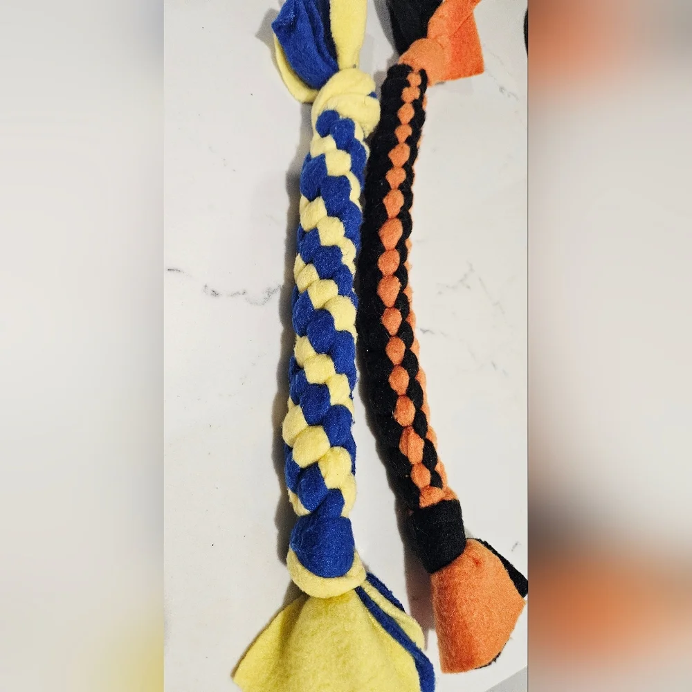 Colorful Braided Fleece Dog Toys Set Of 2